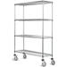 24 Deep x 24 Wide x 92 High 4 Tier Chrome Wire Shelf Truck with 1200 lb Capacity