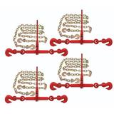 1/2 Grade 70 Chain and Binder Kit | Includes (4) 1/2 - 5/8 Ratchet Load Binder & (4) 1/2 x 16 G70 Transport Chain w/Grab Hooks | 11300 lbs WLL for Flatbed Truck Trailer Tie Down