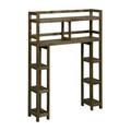 Contemporary Home Living 48 Antique Chestnut Brown Solid 2-Tier Space Saver Shelf with Side Storage