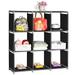SamyoHome Multifunctional 3-Tier 9-Compartment Fabric Cube Storage Organizer Shelf Black