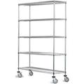 36 Deep x 36 Wide x 69 High 5 Tier Gray Wire Shelf Truck with 1200 lb Capacity