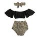 TOPGOD Newborn Baby Girl Summer Shorts Set Off Shoulder Tube Top Shirt Ruffle Crop Top Leopard Print Bloomer Diaper Cover