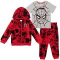 Marvel Spider-Man Toddler Boys French Terry Zip Up Hoodie T-Shirt and Pants 3 Piece Outfit Set Infant to Big Kid