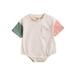 Christmas Clearance! Borniu Baby Girl Baby Boy Clothes Toddler Kids Baby Boys Girls Fashion Cute Short Sleeve Splicing Print Pocket Casual Romper Clearance