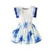 ZRBYWB Toddler Girl Clothes Summer Sleeveless Crew Neck Ruffles Blue White Color Top Blue Flower Print Skirt Girl Clothes Outfits Summer Clothes