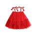 IZhansean Toddler Baby Girl Christmas Tulle Dresses Stars Sequin Tutu Dresses Sleeveless Layered Princess Sundress Red Sequins 6-12 Months