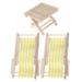 3 Pcs Dollhouse Miniature Beach Chairs Mini Lounge Chair Foldable Table Ornament