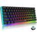 Mechanical Keyboard AK33 Rainbow LED Backlit USB Cable Gaming Mechanical Keyboard 82 key Compact Mechanical Gaming Keyboard with Anti-ghosting Keys for Gamers & Typists(Blue switch Black)