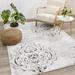 Perry Collection - Venetian Silver Damask Rug White Rectangle: 7 10 x 10 6 8 x 10