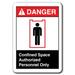 Danger Sign - Confined Space Authorized Personnel Only 7 x10 Plastic Safety Sign ansi osha