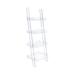 72 Inch Modern Ladder Bookcase, 4 Shelves, 3 Tray Edges, Clear Acrylic