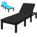 Patio Rattan Lounge Chair Chaise Recliner Adjust Dual Color Cover