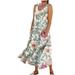 BallsFHK Women s Summer Casual Fashion Retro Printed Sleeveless Round Neck Pocket Dress Long Dresses for Women Casual