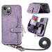 Dteck for iPhone 11 Wallet Case with Card Holder iPhone 11 Case with Crossbody Strap for Women Men Handbag Purse Zipper Leather Cover Purple