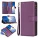 ELEHOLD for Samsung Galaxy A73 5G Magnetic Wallet Case RFID Blocking Wallet Case for Women and Men with 9 Credit Card Holder Zipper Handbag Pocket PU Leather Protective Cover Case darkpurple