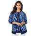Plus Size Women's Fine Gauge Cardigan by Jessica London in French Blue Zebra (Size 12) Sweater
