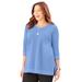 Plus Size Women's Soft-Touch Knit V-Neck Top by Catherines in French Blue (Size 5X)