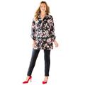Plus Size Women's Snap Closure Easy Fit Knit Tunic by Catherines in Black Graphic Flower (Size 1X)