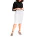 Plus Size Women's Neoprene Pencil Skirt by ELOQUII in True White (Size 22)