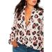 Plus Size Women's Printed Button Down Shirt with Ruffle Neck by ELOQUII in Panther (Size 22)