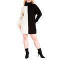 Plus Size Women's Turtle Neck Tunic Sweater Dress by ELOQUII in Totally Black + Soft (Size 18/20)