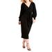 Plus Size Women's Cross Front Midi Dress by ELOQUII in Totally Black (Size 14)