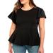 Plus Size Women's Flare Sleeve Peplum Top by ELOQUII in Black (Size 14)