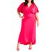 Plus Size Women's Kimono Sleeve Maxi Dress by ELOQUII in Pink (Size 14)