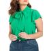 Plus Size Women's Flutter Sleeve Tie Neck Blouse by ELOQUII in Kelly Green (Size 26)