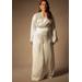 Plus Size Women's Bridal by ELOQUII Flare Sleeve Jumpsuit in Off White (Size 16)