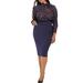 Plus Size Women's Neoprene Pencil Skirt by ELOQUII in Navy (Size 22)