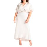 Plus Size Women's Kimono Sleeve Maxi Dress by ELOQUII in White Sand (Size 16)
