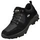 JiuQing Men's Hiking Shoes Trail Running Shoes Waterproof Low Rise Outdoor Walking Boots,Black,9.5 UK