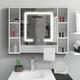 Illuminated Bathroom Mirror Cabinet with LED & Lights Sensor & Towel Holder & 6 Open Storage, Wall Mounted Storage Cupboard, 1 Door Wall Cabinet with Adjustable Shelves Bathroom Shower Room Furniture