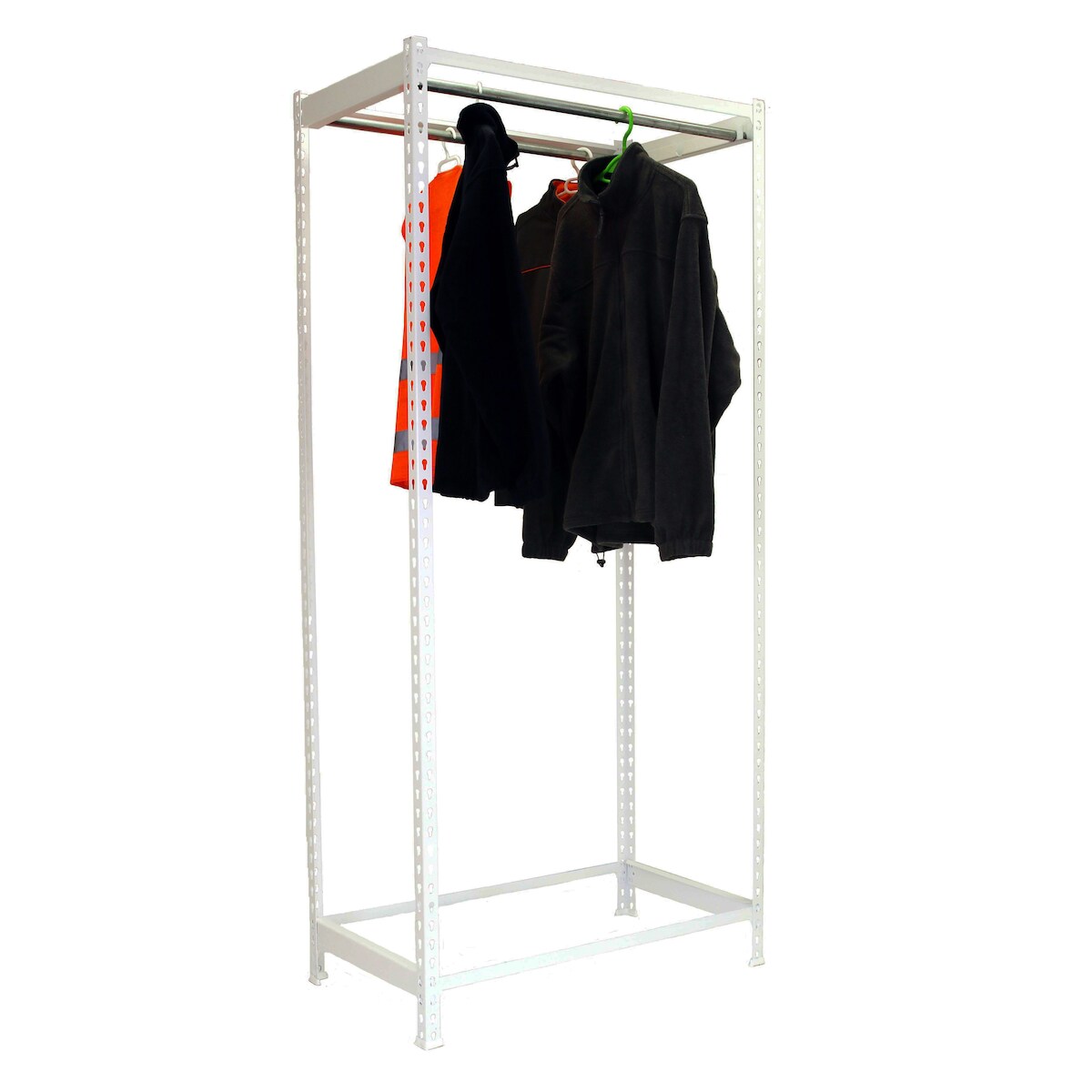 Proregal Kleiderstangenregal Metal Einzel | HxBxT 200x90x50cm | Weiß | Kleiderständer Garderobe Klamottenregal Stangenregal Regal Image