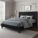 Nathaniel Home Solid Wood Platform Bed Frame w/ Diamond & Nailhead Trim Wingback Upholstered/Linen in Black | 46 H x 63 W x 86 D in | Wayfair