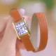 Montre en cuir vintage pour femme montres-bracelets à quartz horloge dames carrée en or rose