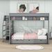 Harriet Bee Harsirat Full Over Full 3 Drawer Futon Bunk Bed w/ Built-in-Desk in Gray | 62 H x 60 W x 96 D in | Wayfair