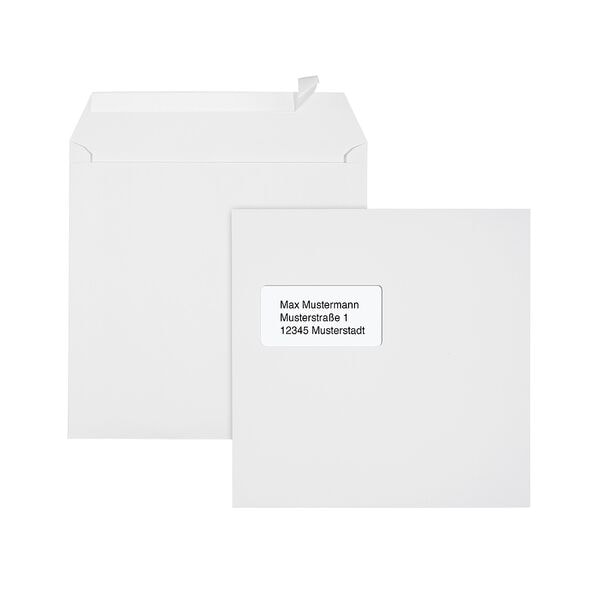 ÖKI 500er-Pack Briefumschläge 22,0 x 22,0 cm mit Fenster weiß haftklebend weiß, 22x22 cm