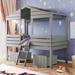 Twin Size Low Loft Wood House Bed with Two Drawers for Girls Boys