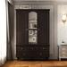 70.9"H Lacquered Wardrobe Armoires Wooden Closet with Mirror Door