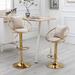 Swivel Adjustable Height Unique Design Velvet Bar Chair with Pure Gold Plated for Dinning Room and Bar, Set of 2