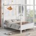 Queen Canopy Platform Bed for Kids Bedroom, Wooden Bedframe w/ Headboard & Footboard & Slat Support Leg for Small Space, White