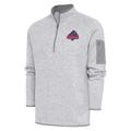 Men's Antigua Heather Gray Memphis Redbirds Fortune Quarter-Zip Pullover Jacket