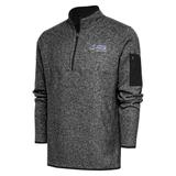 Men's Antigua Heather Black Fort Myers Mighty Mussels Fortune Quarter-Zip Pullover Jacket