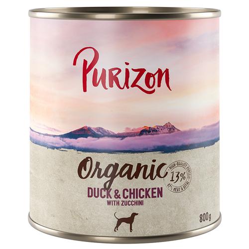 6x 800g Ente und Huhn mit Zucchini Purizon Organic Hundefutter nass