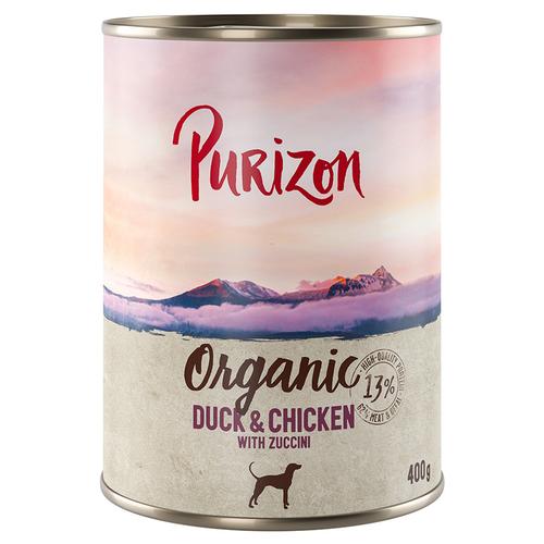 12x 400g Ente und Huhn mit Zucchini Purizon Organic Hundefutter nass