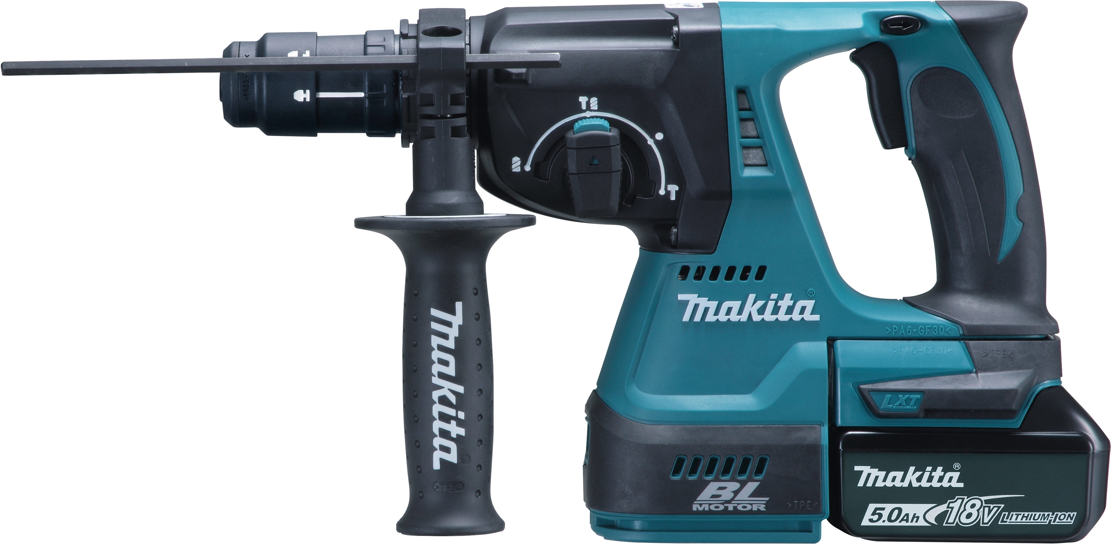 Kombihammer MAKITA "DHR243RTJ", blau, B:85mm H:213mm L:353mm, Bohrmaschinen, für SDS-PLUS 18 V, 5,0 Ah, inkl. Akku, Ladegerät und Koffer Image