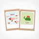 PICKMOTION Fisching you a happy birthday | Set of Small Folded Cards | 2 kleine gefaltete Karten - inklusive Envelope, handmade Illustrations designed in Berlin