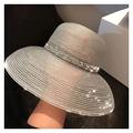 MRXFN sunhat Summer Beach Hat Ladies Transparent Hat Ladies Sun Hat Wide Brim Hat Lampshade Straw Hat Travel Foldable (Color : A, Size : One size)